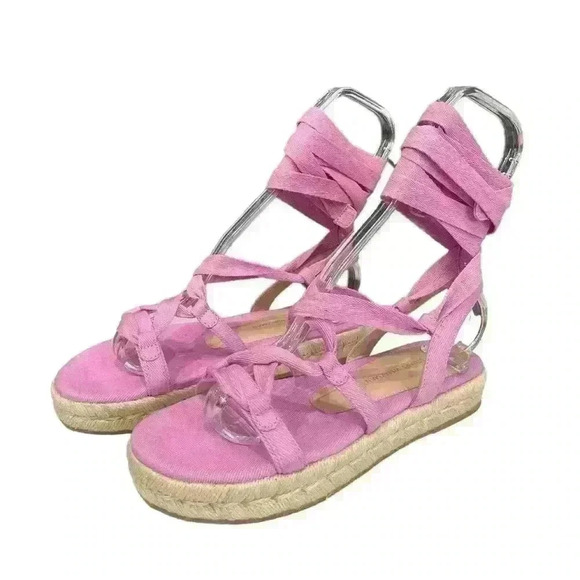 Stuart Weitzman Espadrille Platform Sandals, Pink Size 5.5 or 36 EU - Picture 3 of 10